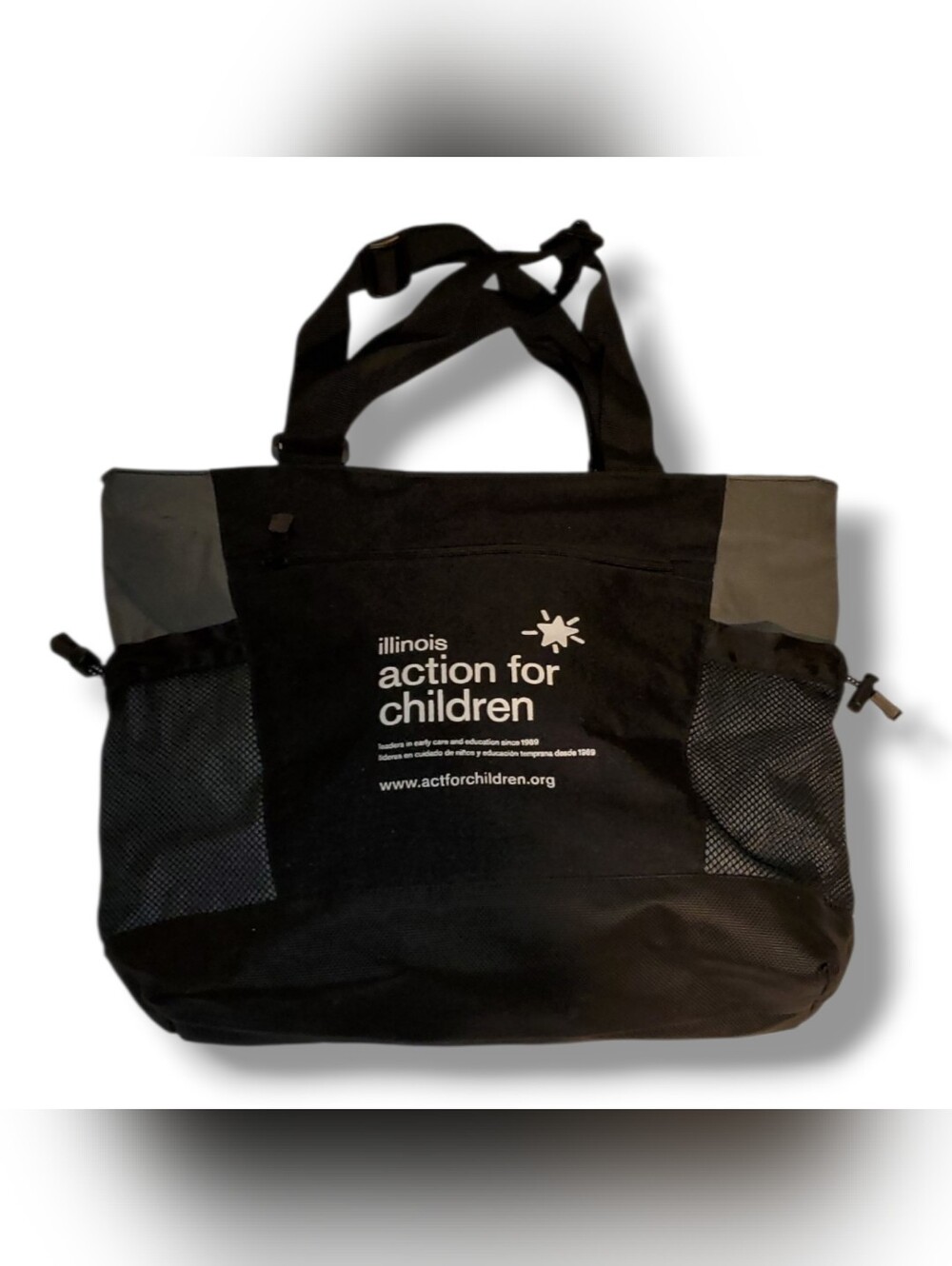 Illinois Action For Children Black & Gray Tote Bag